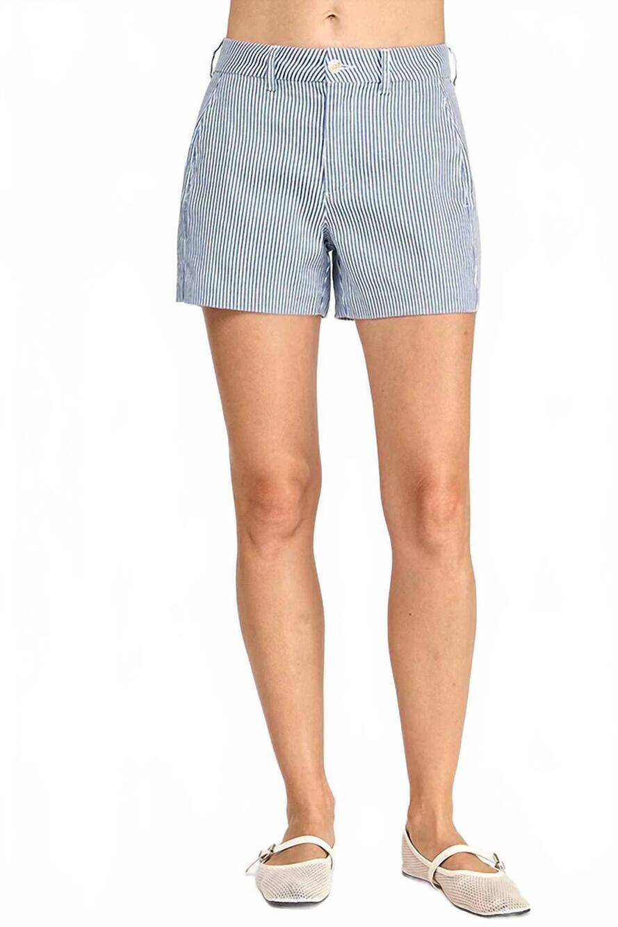 NEW LEVEL99 evie side welt short in french blue stripe